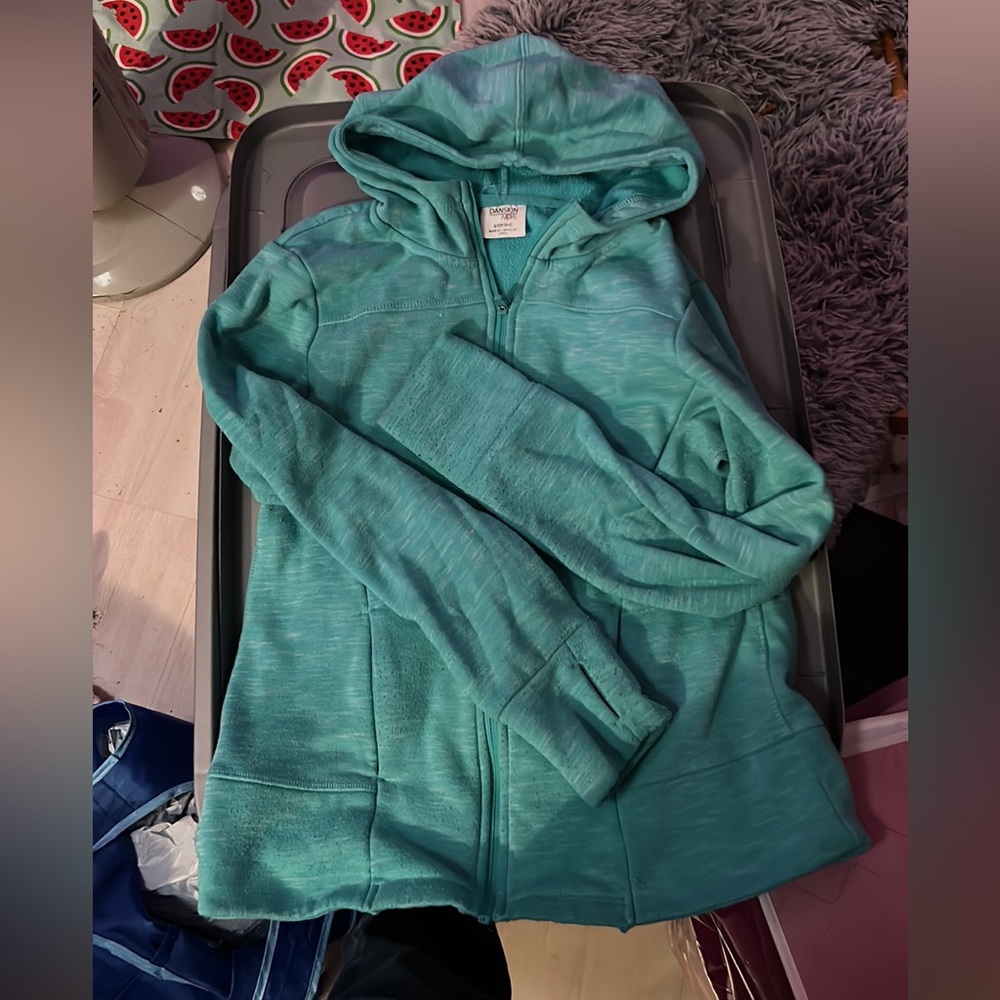 Like new Turquoise Zipper Danskin Hoodie Long Sleeve Size small